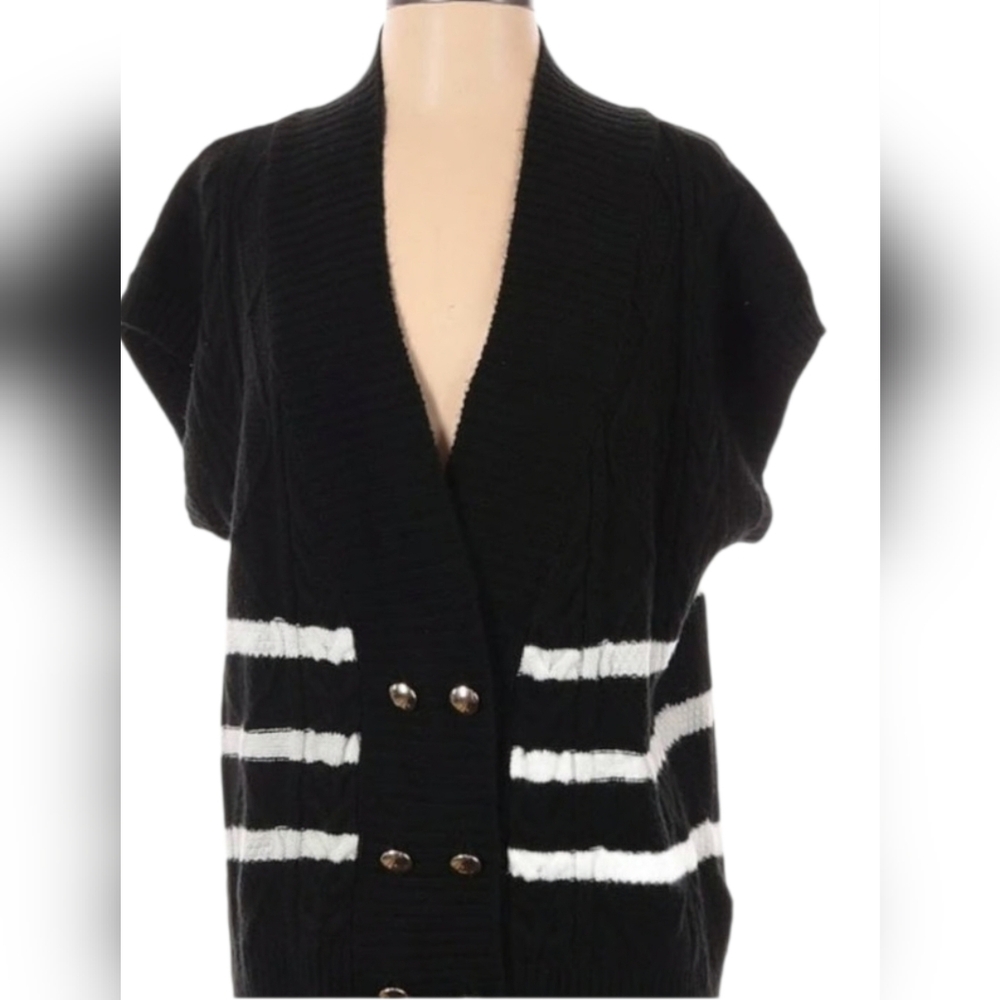 Maeve Antheopoligie Oversized Contemporary Size XL Boho Prrppy Knit Sweater Vest
